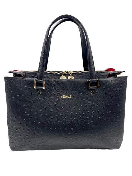 Сумка женская NARVIN 9802-Ostrich Black Vasheron, Артикул: 9802-Ostrich Black фото №1