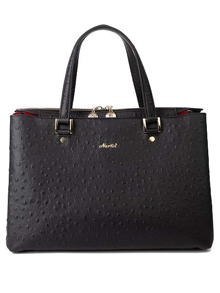 Сумка женская NARVIN 9802-Ostrich Black Vasheron, Артикул: 9802-Ostrich Black фото №1