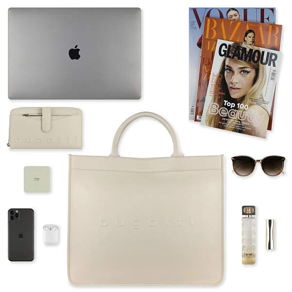 Сумка-тоут женская BUGATTI Daphne, бежевый цвет, воловья кожа/полиэстер, 41х15х34,5 см 49569050 BUGATTI, Артикул: 49569050 фото №1