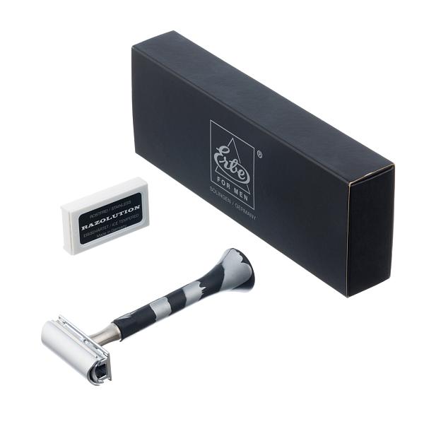 Станок для бритья Erbe с двумя лезвиями, цвет хром, ручка- силикон, цвет: серебряный/черный 6486 Erbe, Артикул: 6486 фото №1