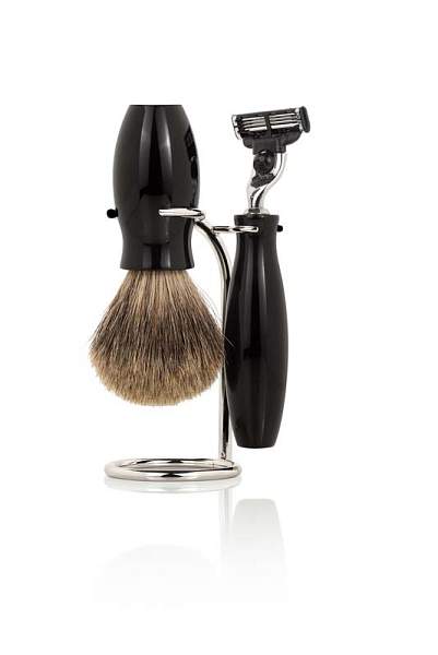 Бритвенный набор Mondial: станок, помазок, подставка. Цвет - черный ST04MT-9 MONDIAL, Артикул: ST04MT-9 фото №1