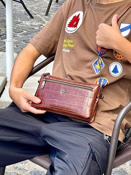 Клатч мужской Vasheron, Артикул: 9449-Croco Brown фото №1