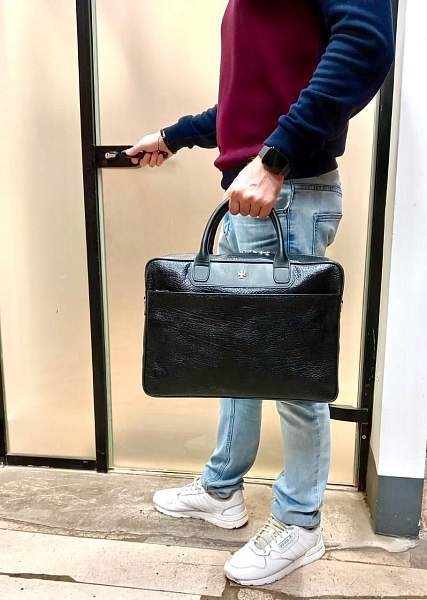 Кожаный портфель-сумка Narvin 9767-Bridge Black Vasheron, Артикул: 9767-Bridge Black фото №1