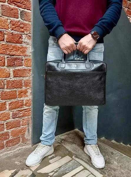 Кожаный портфель-сумка Narvin 9767-Bridge Black Vasheron, Артикул: 9767-Bridge Black фото №1