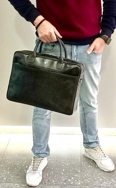 Кожаный портфель-сумка Narvin 9767-Bridge Black Vasheron, Артикул: 9767-Bridge Black фото №1