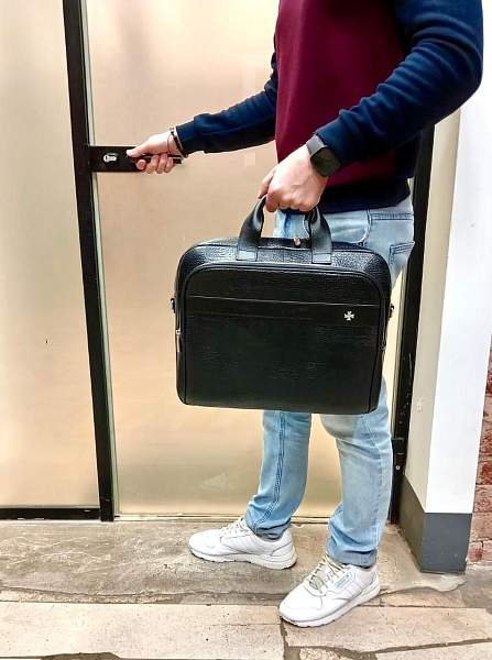 Кожаный портфель-сумка Narvin 9767-Bridge D.Blue Vasheron, Артикул: 9767-Bridge D.Blue фото №1