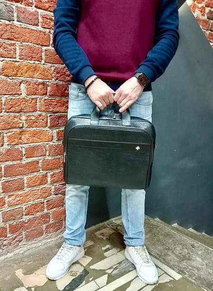 Кожаный портфель-сумка Narvin 9767-Bridge D.Blue Vasheron, Артикул: 9767-Bridge D.Blue фото №1