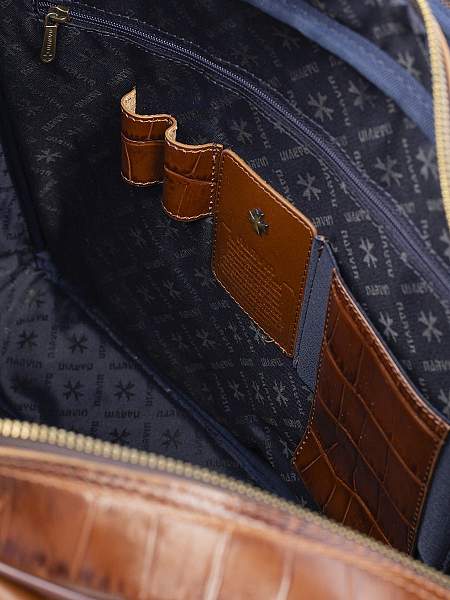 Кожаный портфель-сумка Narvin 9767-Croco Caffe Vasheron, Артикул: 9767-Croco Caffe фото №1