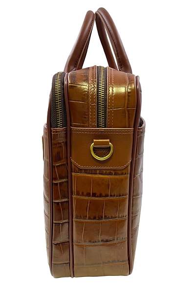 Кожаный портфель-сумка Narvin 9767-Croco Caffe Vasheron, Артикул: 9767-Croco Caffe фото №1