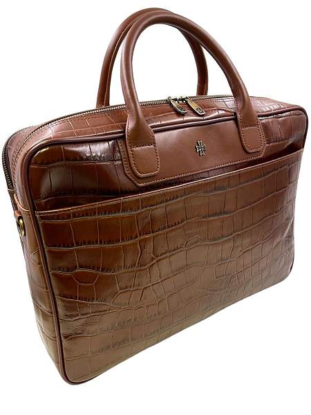 Кожаный портфель-сумка Narvin 9767-Croco Caffe Vasheron, Артикул: 9767-Croco Caffe фото №1