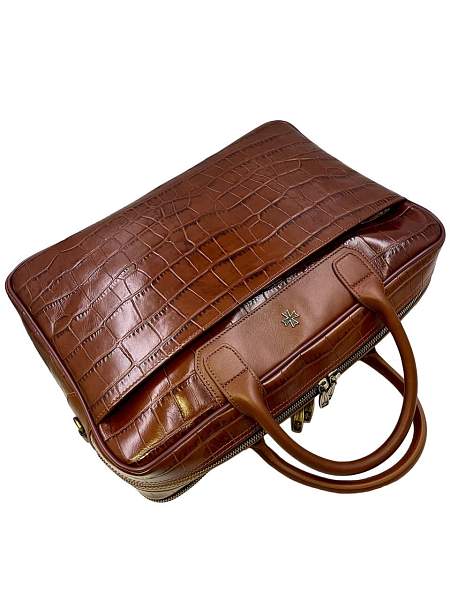 Кожаный портфель-сумка Narvin 9767-Croco Caffe Vasheron, Артикул: 9767-Croco Caffe фото №1