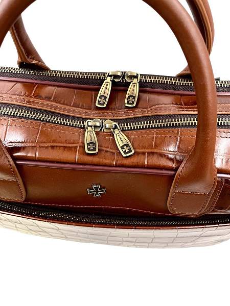 Кожаный портфель-сумка Narvin 9767-Croco Caffe Vasheron, Артикул: 9767-Croco Caffe фото №1