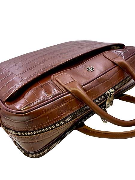 Кожаный портфель-сумка Narvin 9767-Croco Caffe Vasheron, Артикул: 9767-Croco Caffe фото №1