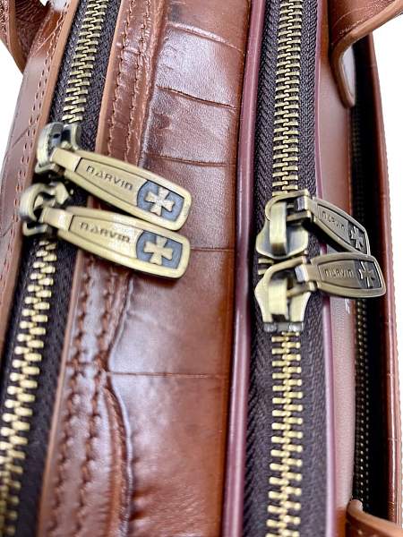 Кожаный портфель-сумка Narvin 9767-Croco Caffe Vasheron, Артикул: 9767-Croco Caffe фото №1