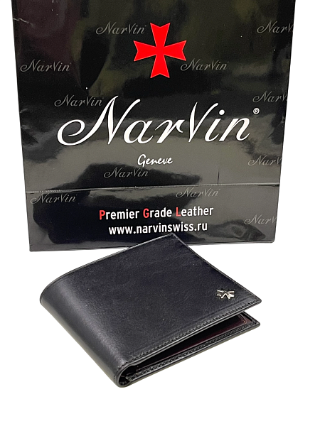 Портмоне NARVIN из натуральной кожи 9692-Vegetta Black Vasheron, Артикул: 9692-Vegetta Black фото №1