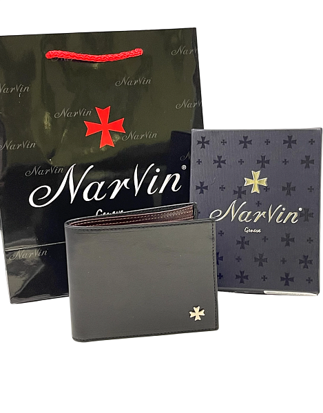 Портмоне NARVIN из натуральной кожи 9692-Vegetta Black Vasheron, Артикул: 9692-Vegetta Black фото №1