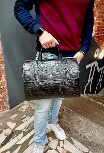 Сумка-Портфель NarVin 9759-Aligro Black из натуральной кожи Vasheron, Артикул: 9759-Aligro Black фото №1