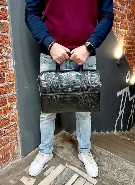 Сумка-Портфель NarVin 9759-Aligro Black из натуральной кожи Vasheron, Артикул: 9759-Aligro Black фото №1