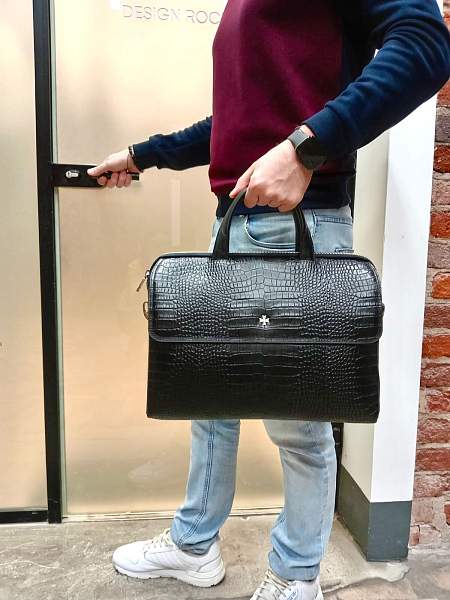 Сумка-Портфель NarVin 9759-Aligro Black из натуральной кожи Vasheron, Артикул: 9759-Aligro Black фото №1