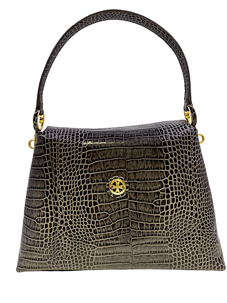 Сумка женская на плечо NARVIN из натуральной кожи Vasheron, Артикул: 9807-N.Croco Grey фото №1