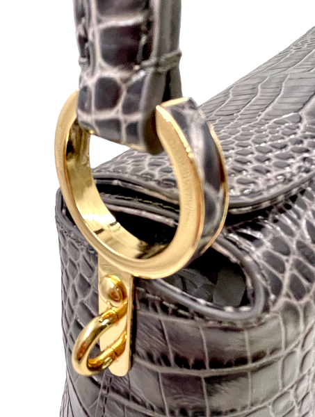 Сумка женская на плечо NARVIN из натуральной кожи Vasheron, Артикул: 9807-N.Croco Grey фото №1