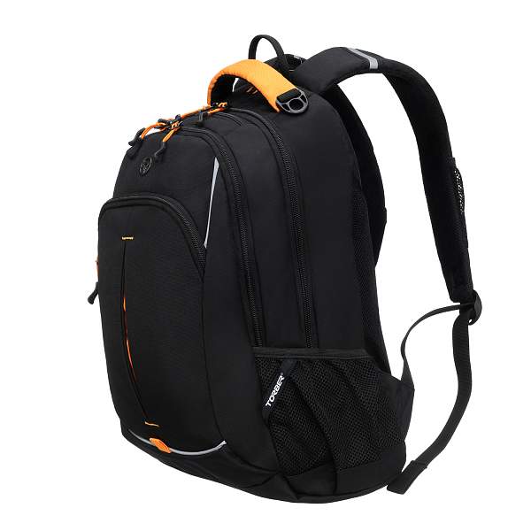 Рюкзак TORBER ROCKIT черный/оранжевый, полиэстер/добби, 32x15x46 см, 22 л T2383B Torber, Артикул: T2383B фото №1