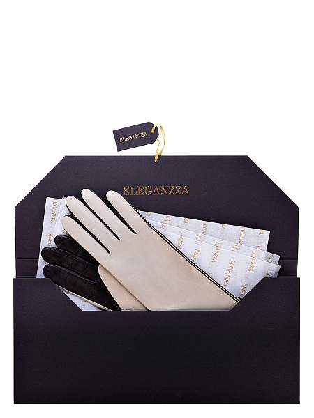 Перчатки женские ш/п F-IS0065 latte/black Eleganzza, Артикул: F-IS0065-7_01-000299 фото №1