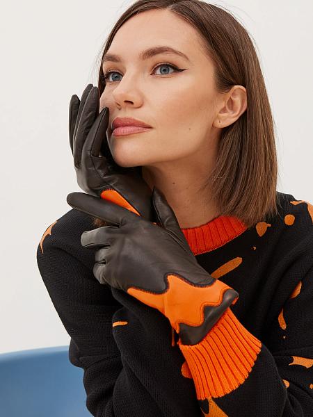 Перчатки женские ш+каш. IS01337 black/orange Eleganzza, Артикул: IS01337-8_01-000453 фото №1
