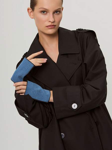 Перчатки женские ш/п 00400 l.blue jeans/black Eleganzza, Артикул: 00400-65_01-00054 фото №1