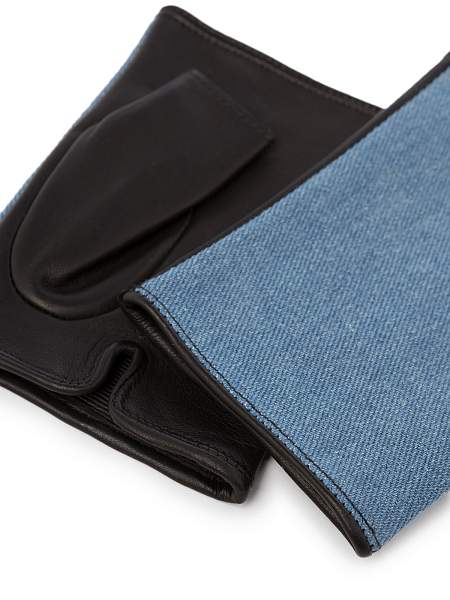 Перчатки женские ш/п 00400 l.blue jeans/black Eleganzza, Артикул: 00400-7_01-000540 фото №1