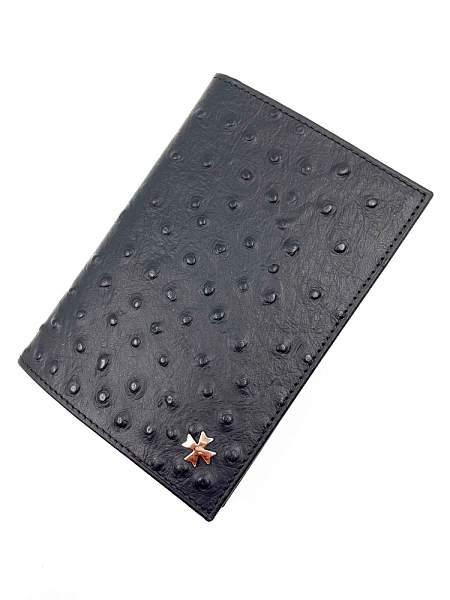 Обложка для паспорта Narvin Vasheron, Артикул: 9158-Ostrich Black фото №1