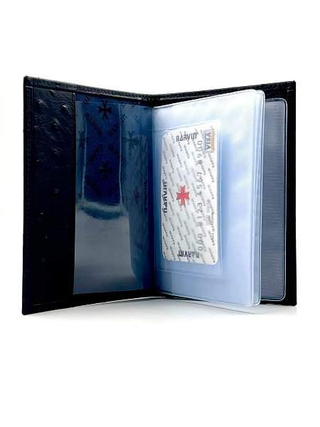 Обложка для паспорта Narvin Vasheron, Артикул: 9158-Ostrich Black фото №1