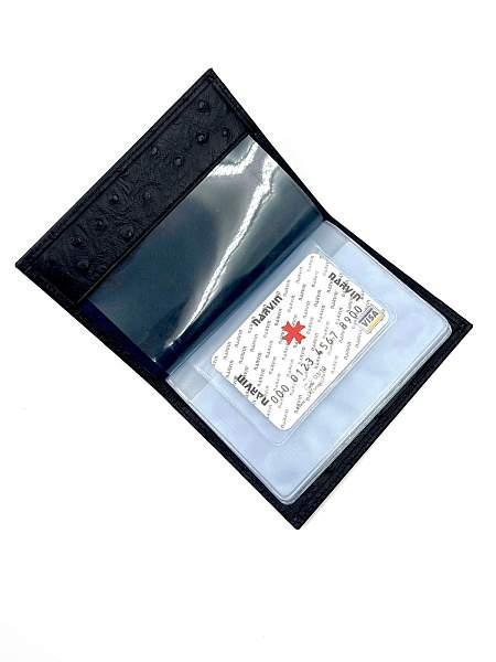 Обложка для паспорта Narvin Vasheron, Артикул: 9158-Ostrich Black фото №1