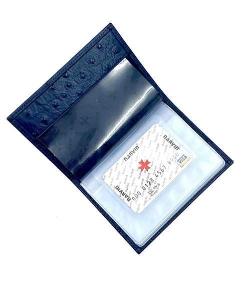 Обложка для паспорта Narvin Vasheron, Артикул: 9158-Ostrich D.Blue фото №1