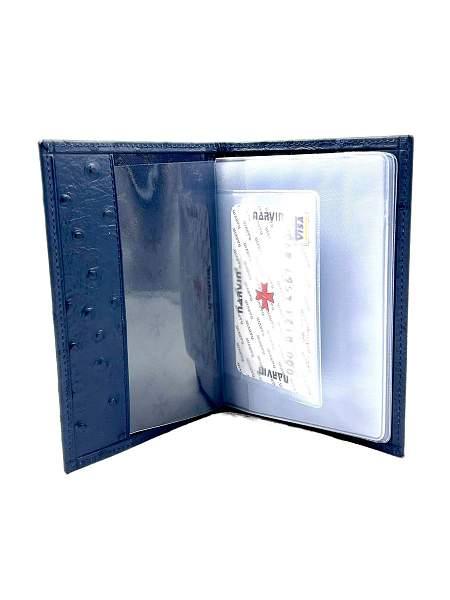 Обложка для паспорта Narvin Vasheron, Артикул: 9158-Ostrich D.Blue фото №1