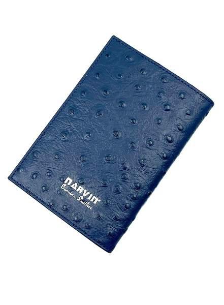 Обложка для паспорта Narvin Vasheron, Артикул: 9158-Ostrich D.Blue фото №1