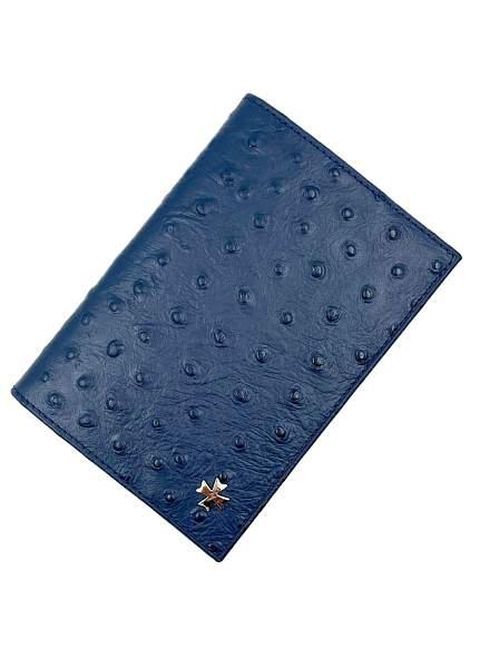 Обложка для паспорта Narvin Vasheron, Артикул: 9158-Ostrich D.Blue фото №1