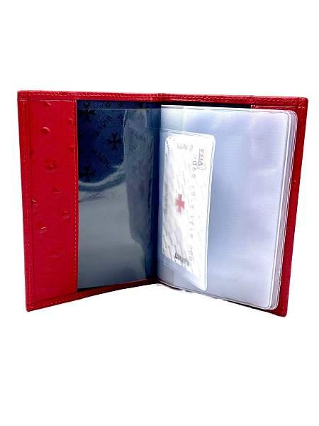 Обложка для паспорта Narvin Vasheron, Артикул: 9158-Ostrich Red фото №1