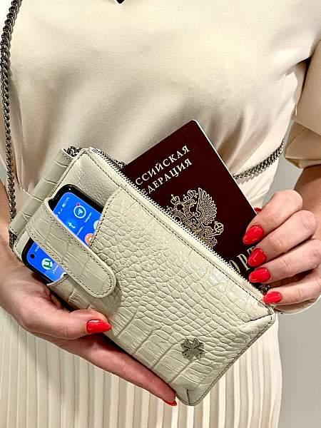 Сумочка для телефона Vasheron, Артикул: 9244-Croco Beige фото №1