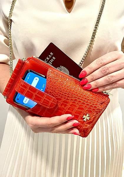 Сумочка для телефона Vasheron, Артикул: 9244-Croco Orange фото №1