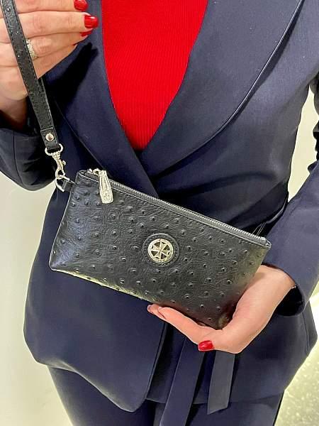 Клатч для телефона 9247-Ostrich Black Vasheron, Артикул: 9247-Ostrich Black фото №1