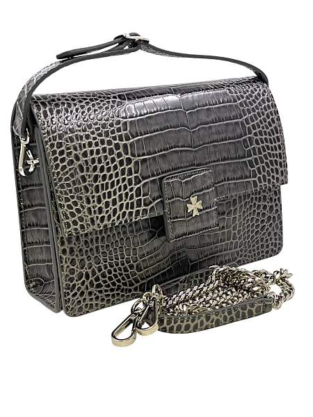 Сумка NARVIN из натуральной кожи на цепочке Vasheron, Артикул: 9811-N.Croco Grey фото №1