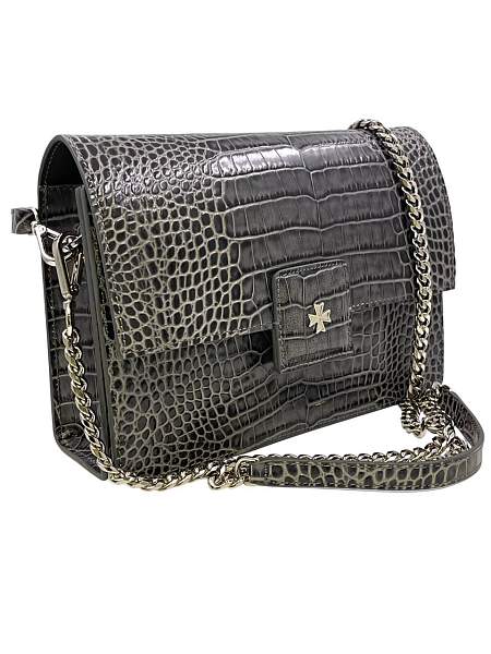 Сумка NARVIN из натуральной кожи на цепочке Vasheron, Артикул: 9811-N.Croco Grey фото №1