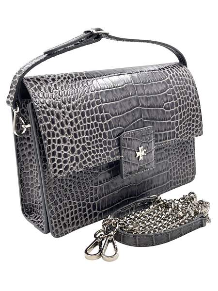 Сумка NARVIN из натуральной кожи на цепочке Vasheron, Артикул: 9811-N.Croco Grey фото №1