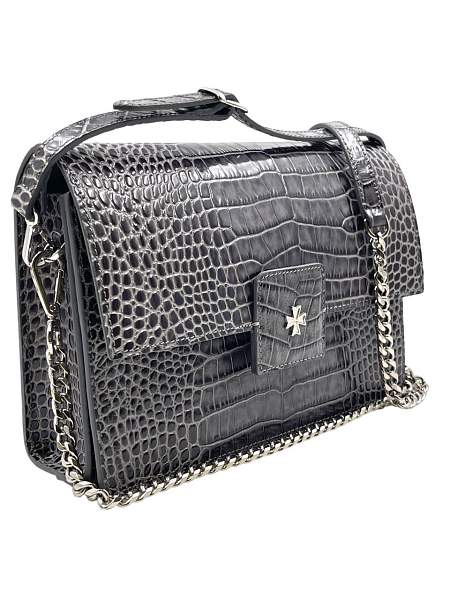 Сумка NARVIN из натуральной кожи на цепочке Vasheron, Артикул: 9811-N.Croco Grey фото №1
