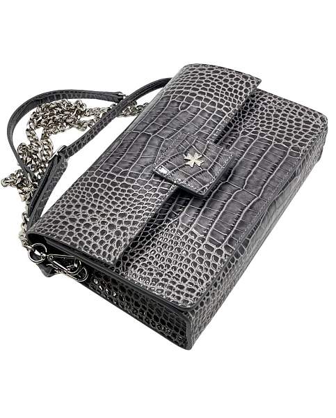 Сумка NARVIN из натуральной кожи на цепочке Vasheron, Артикул: 9811-N.Croco Grey фото №1