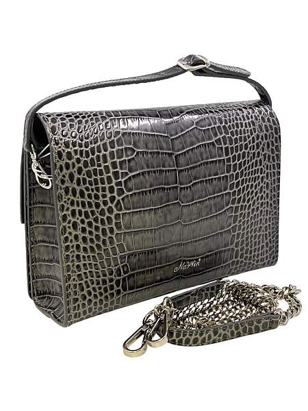 Сумка NARVIN из натуральной кожи на цепочке Vasheron, Артикул: 9811-N.Croco Grey фото №1