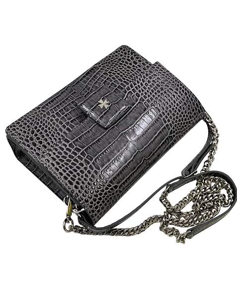 Сумка NARVIN из натуральной кожи на цепочке Vasheron, Артикул: 9811-N.Croco Grey фото №1