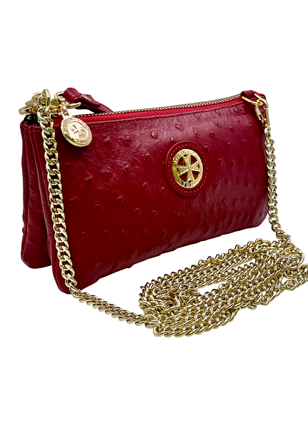 Клатч NARVIN 9245-Ostrich Red Vasheron, Артикул: 9245-Ostrich Red фото №1