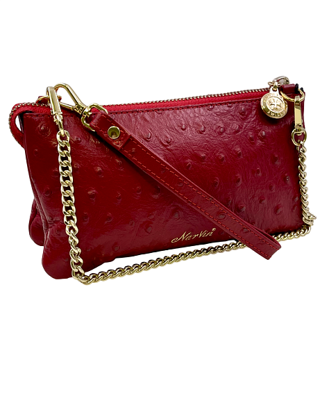 Клатч NARVIN 9245-Ostrich Red Vasheron, Артикул: 9245-Ostrich Red фото №1